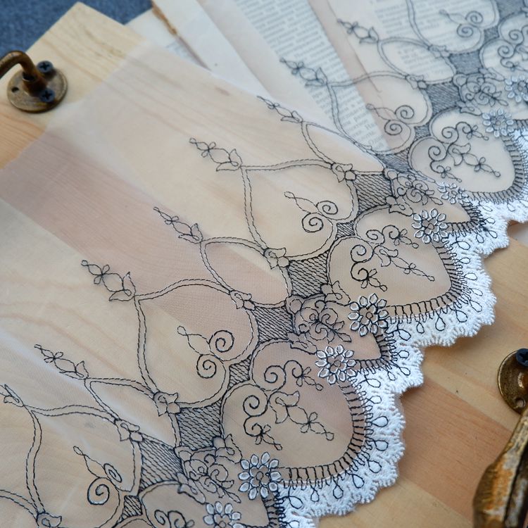Embroidery Tulle Fabrics Width 21 cm TF0052-Lace Fabric Shop