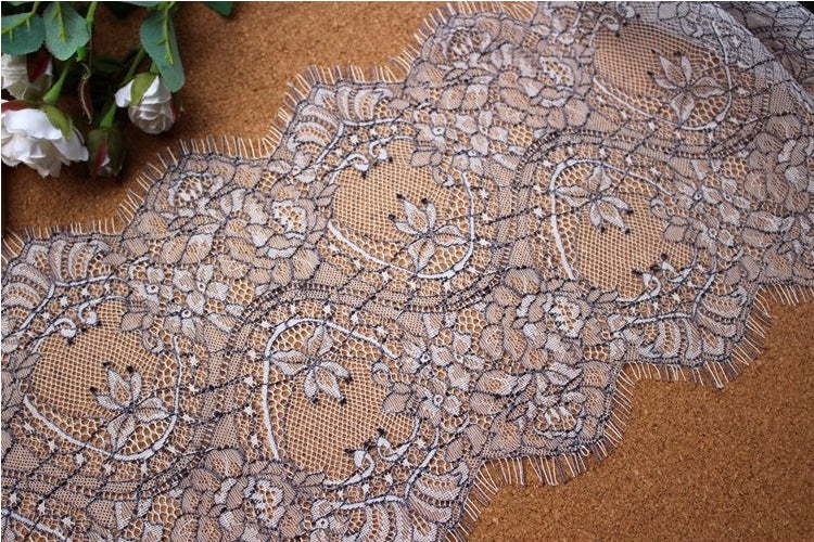 Double Color Lace Trim Width 23 cm CL0043-Lace Fabric Shop