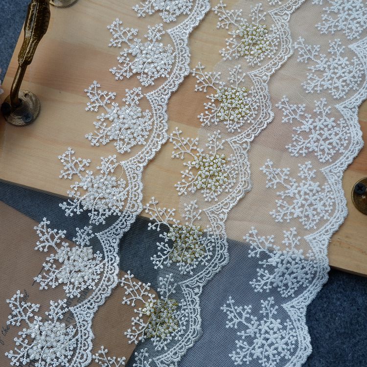 Embroidery Tulle Width 10 cm TF0008-Lace Fabric Shop