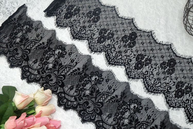 Gloss Chantilly Lace Trim Width 17-19 cm LT0043-Lace Fabric Shop
