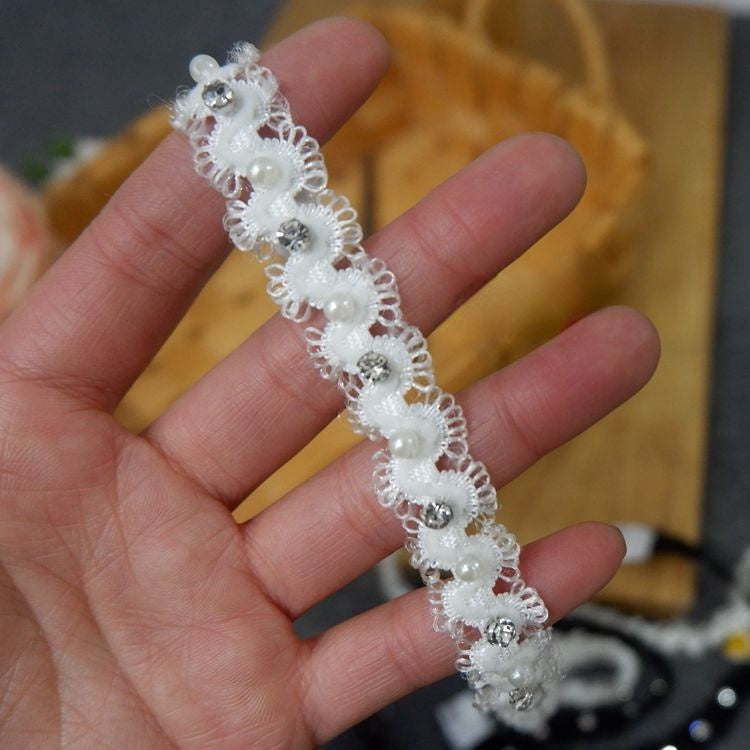 Pearl Beaded Lace Trimming BT0008-Lace Fabric Shop