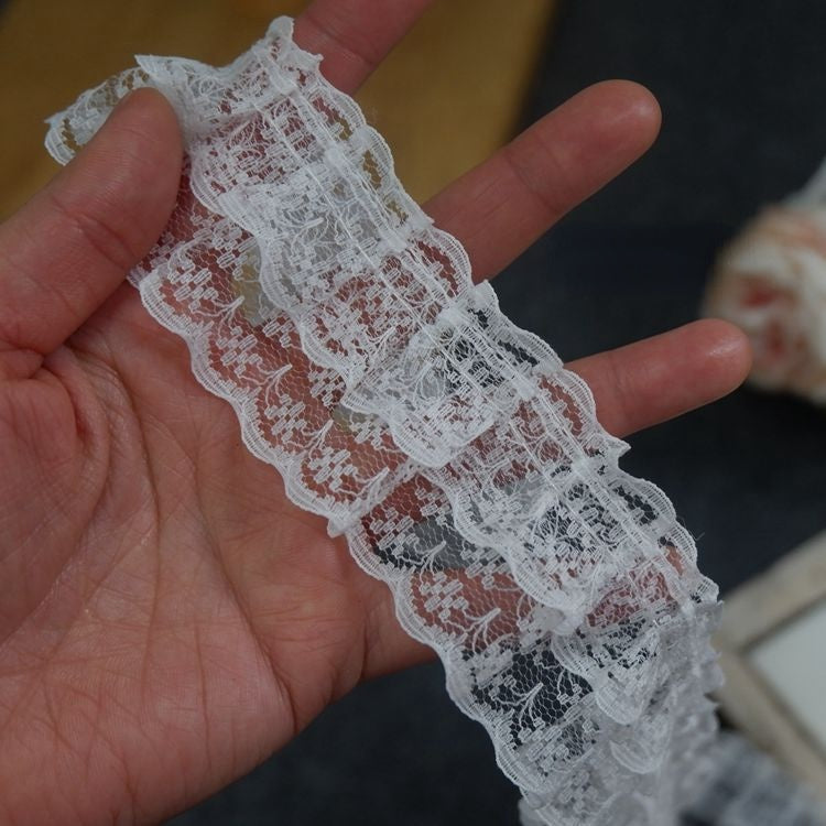 Pleated Stretch Lace Trim Width 4.6cm LT0168-Lace Fabric Shop