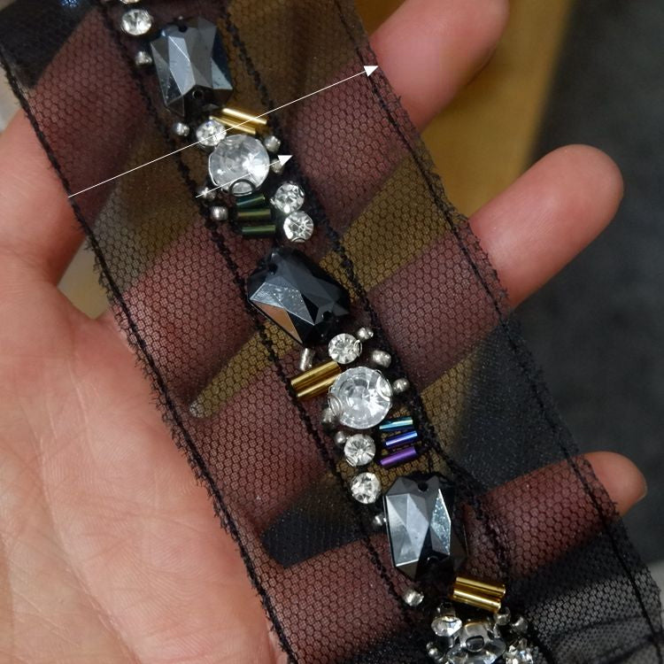 Ribbon Beaded Lace Trims Fabric BT0023-Lace Fabric Shop