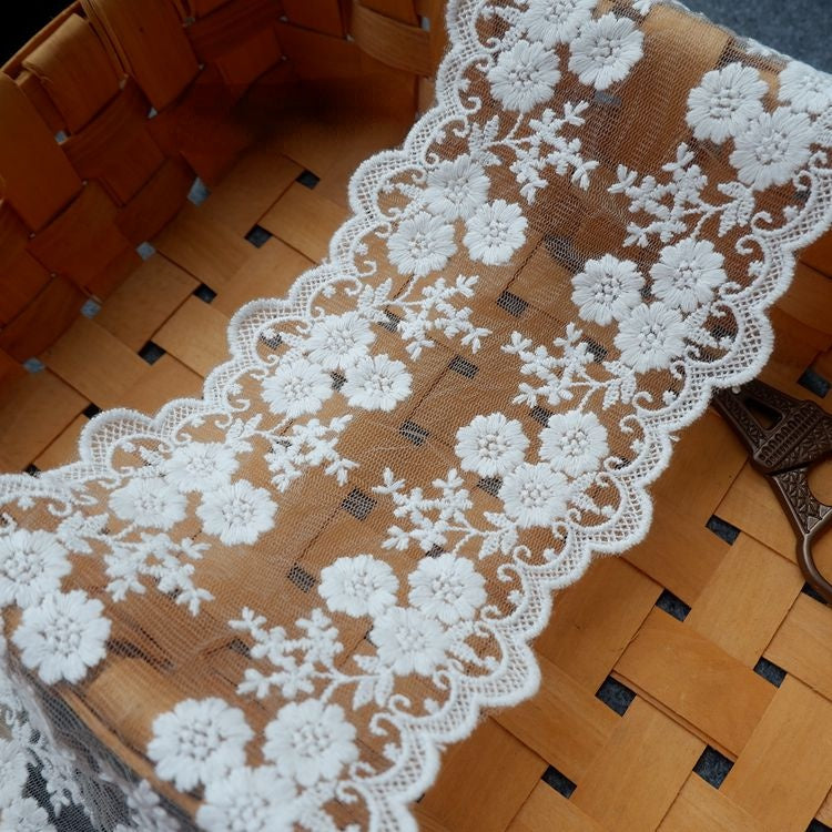 Embroidery Tulle Width 9-11 cm TF0006-Lace Fabric Shop