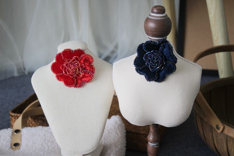 Beaded Flower Brooch Headdress Accessories BA0119-Lace Fabric Shop