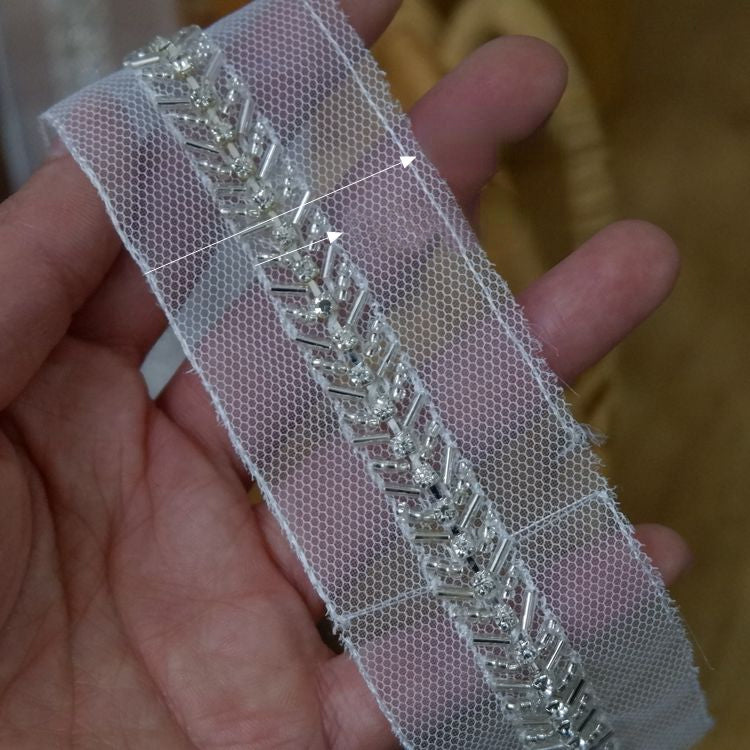 Ribbon Beaded Lace Trims Fabric BT0023-Lace Fabric Shop