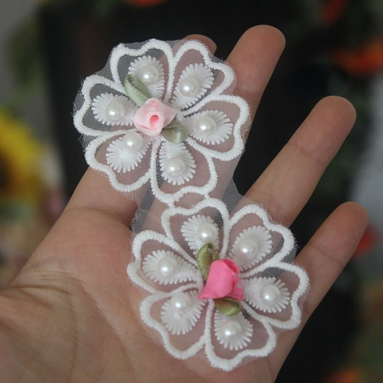 Rose Beaded Trim Single Floral BT0058-Lace Fabric Shop