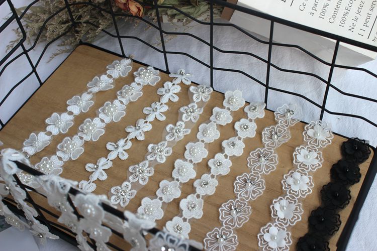 Beaded Floral Lace Trims Fabric BT0019-Lace Fabric Shop
