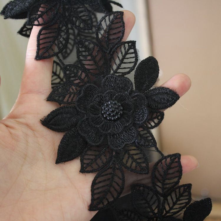 3D Embroidery Beaded Lace Trim Floral BT0112-Lace Fabric Shop