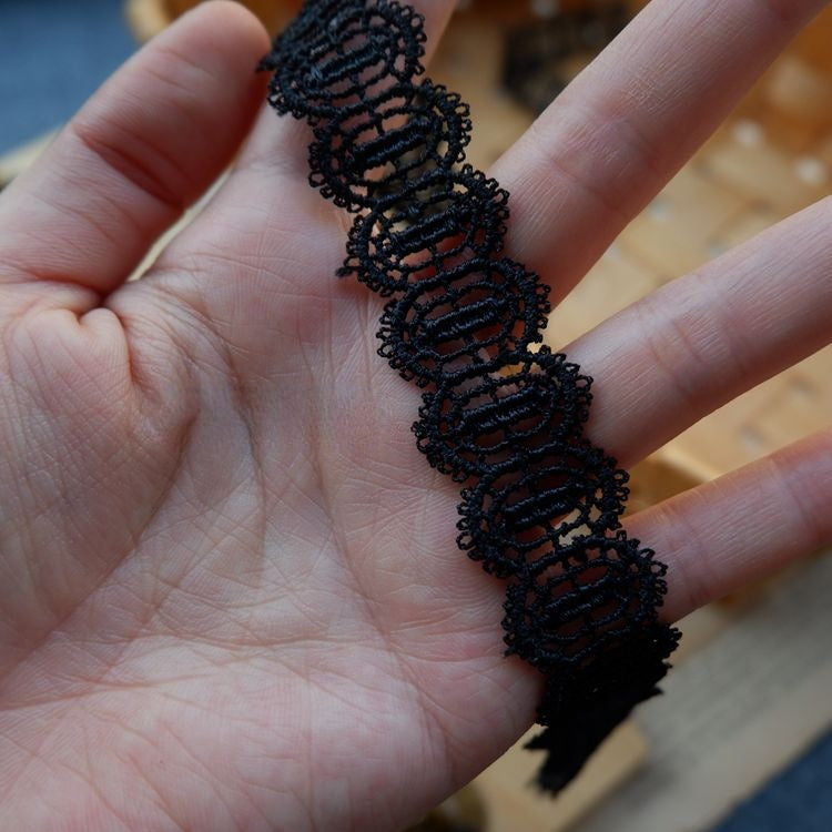 3D Black Neckline Lace Trim Materials LT0232-Lace Fabric Shop
