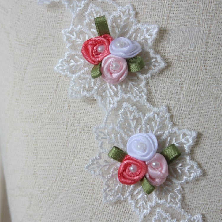 Beaded Floral Lace Trim Dress Decoration BT0068-Lace Fabric Shop