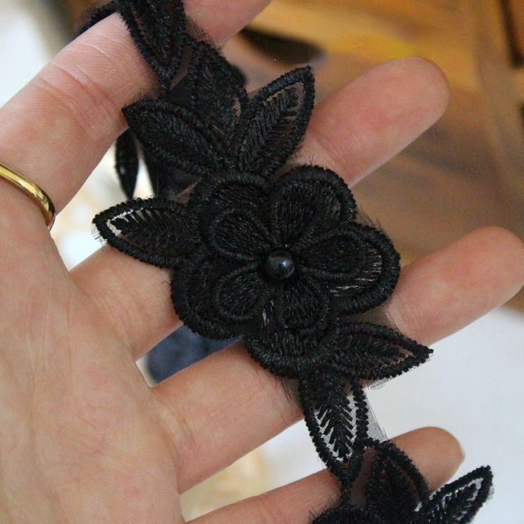 Beaded Lace Trim Floral Wedding Decoration BT0115-Lace Fabric Shop