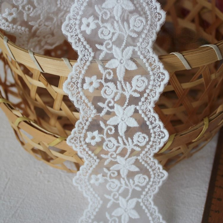 Embroidery Tulle Width 6 cm TF0028-Lace Fabric Shop