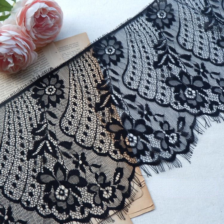 White Black Lace Trim Width 16-20 cm LT0213-Lace Fabric Shop