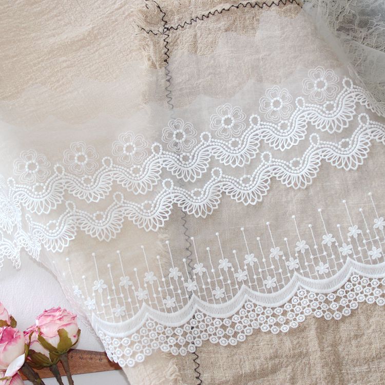 Wide Embroidery Tulle Trim Width 16-24 cm TF0109-Lace Fabric Shop