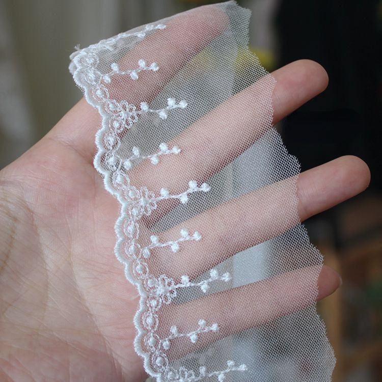 Embroidery Floral Tulle Trim Width 5 cm TF0107-Lace Fabric Shop