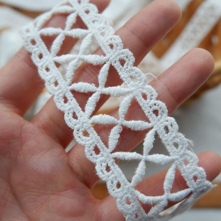 3D White Lace Trim Width 2-5 cm LT0114-Lace Fabric Shop