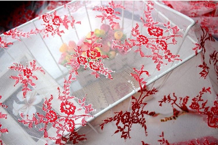 Embroidery Color Lace Width 150 cm CL0033-Lace Fabric Shop
