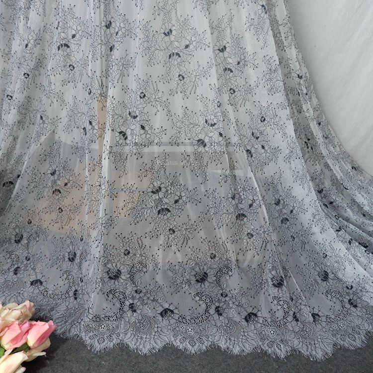 Grey Chantilly Lace Fabric Width 150 cm CHL0107