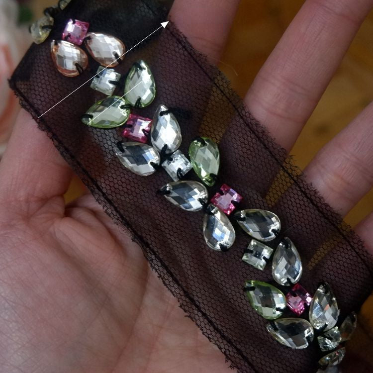 Ribbon Beaded Lace Trims Fabric BT0023-Lace Fabric Shop