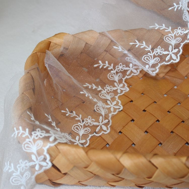 Embroidery White Tulle Trim Width 8-9 cm TF0108-Lace Fabric Shop