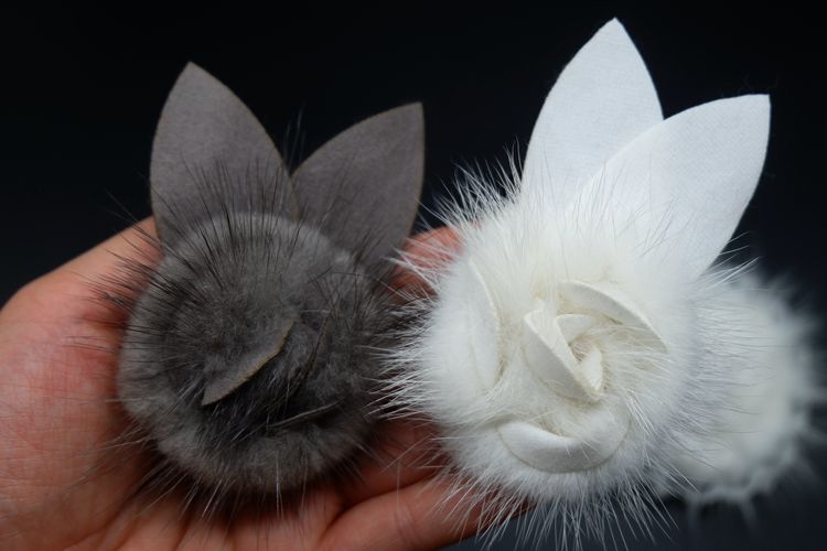 Fur Rabbit Brooch Coat Decoration BA0109-Lace Fabric Shop