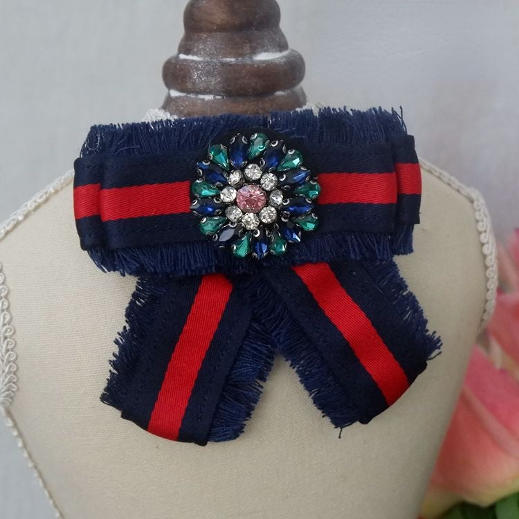 Beading Bow Tie Brooch BTA0004-Lace Fabric Shop
