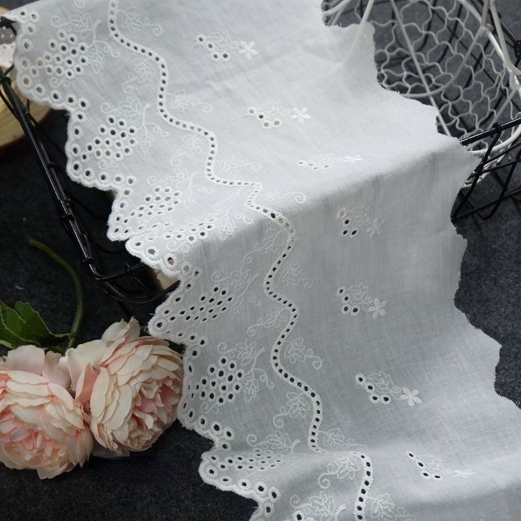 Embroidered Lace Eyelet Fabric Width 17-24 cm EF0050