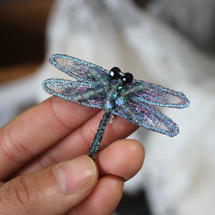 Embroidery Dragonfly Beads Bags Decoration EA0029-Lace Fabric Shop