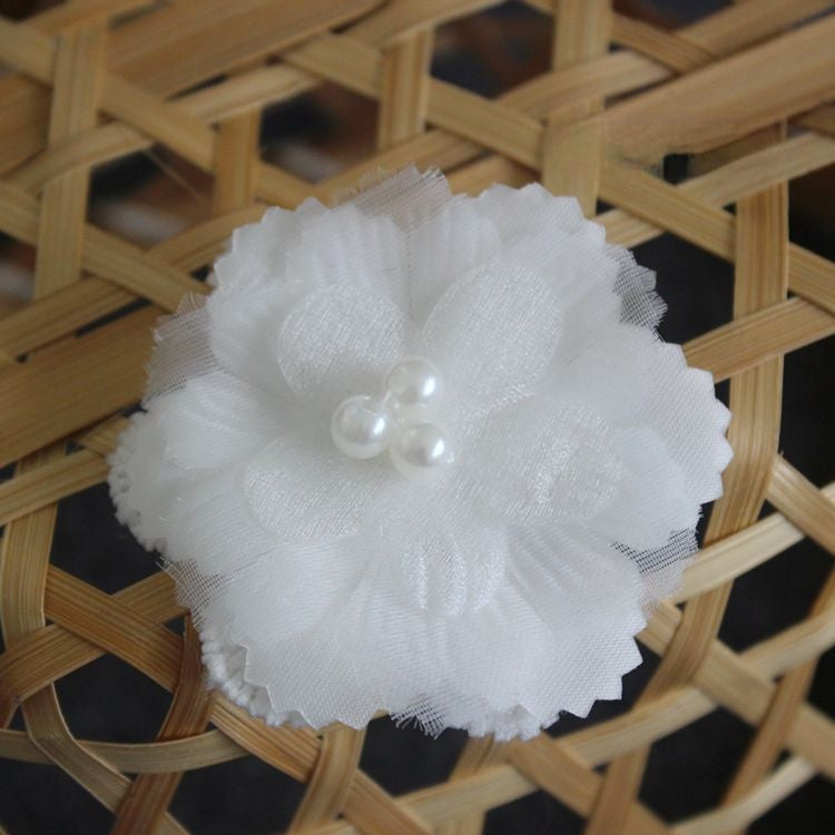 White Black Lace Beaded Trim Single Floral BT0123-Lace Fabric Shop