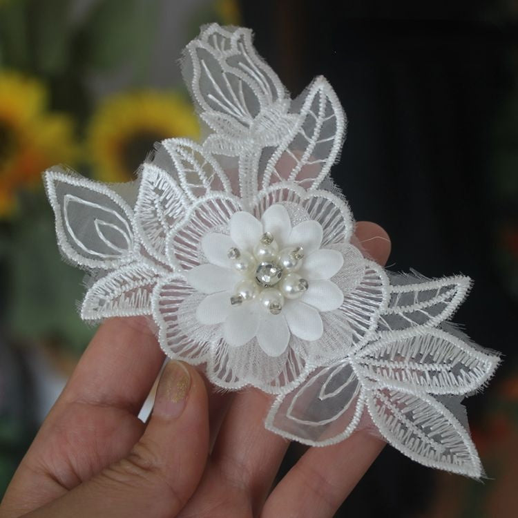 Beaded Floral Lace Trim Fabric BT0056-Lace Fabric Shop