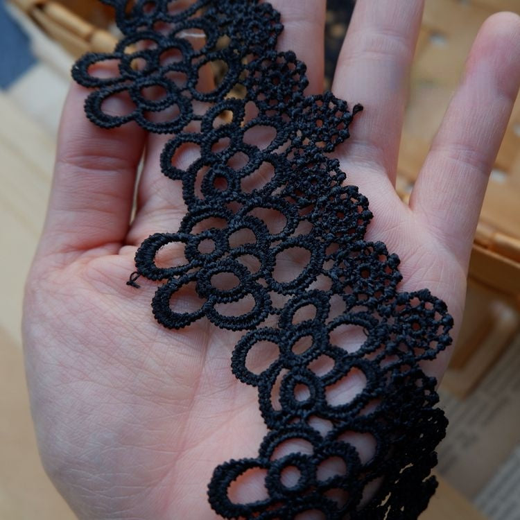 3D Black Neckline Lace Trim Materials LT0232