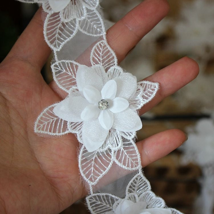 Beads Floral Lace Trimming Fabric BT0040-Lace Fabric Shop