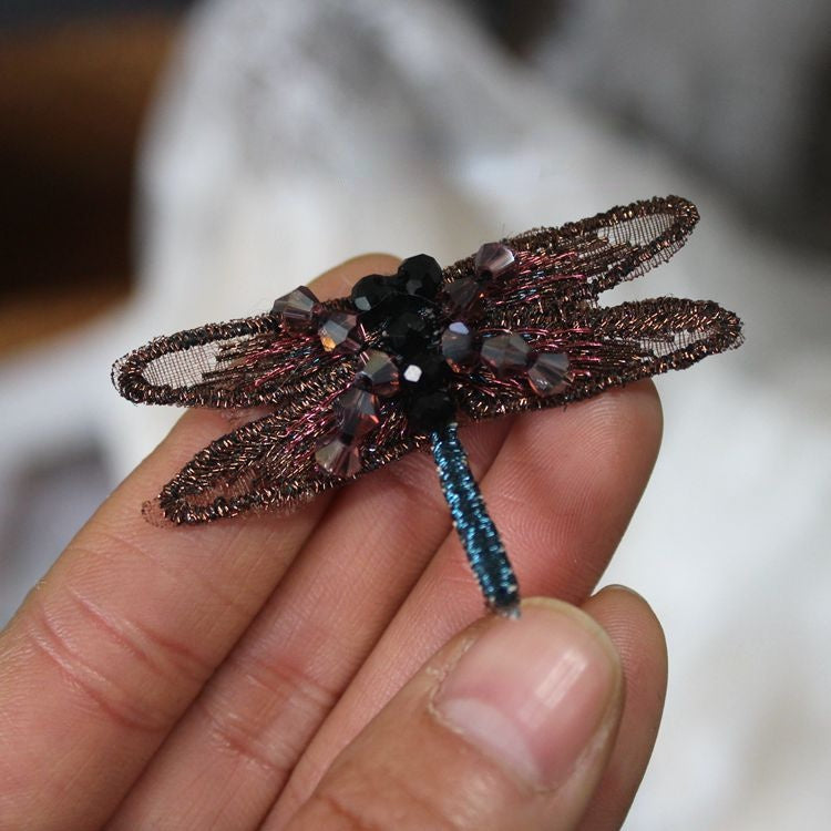 Embroidery Dragonfly Beads Bags Decoration EA0029-Lace Fabric Shop