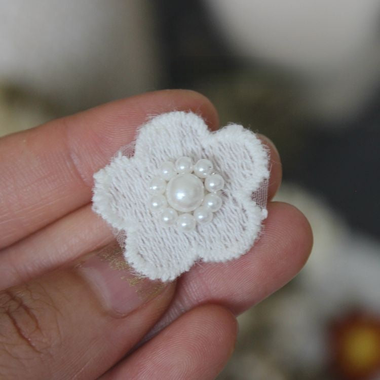 Lace Bead Trimming Single Floral BT0030-Lace Fabric Shop