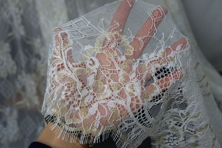 Gold Chantilly Lace Dress Fabric Width 150 cm CHL0104-Lace Fabric Shop