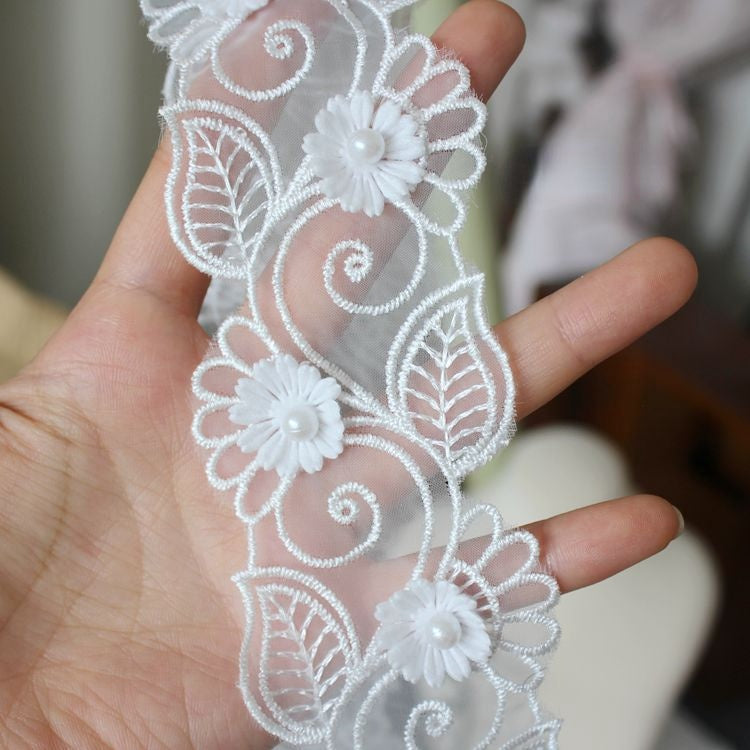 Embroidery 3D Flower Beaded Lace Trims BT0122-Lace Fabric Shop