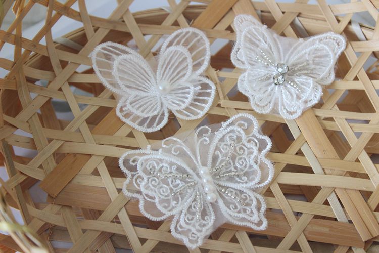 3D Beaded Lace Trim Single Butterfly BT0012-Lace Fabric Shop