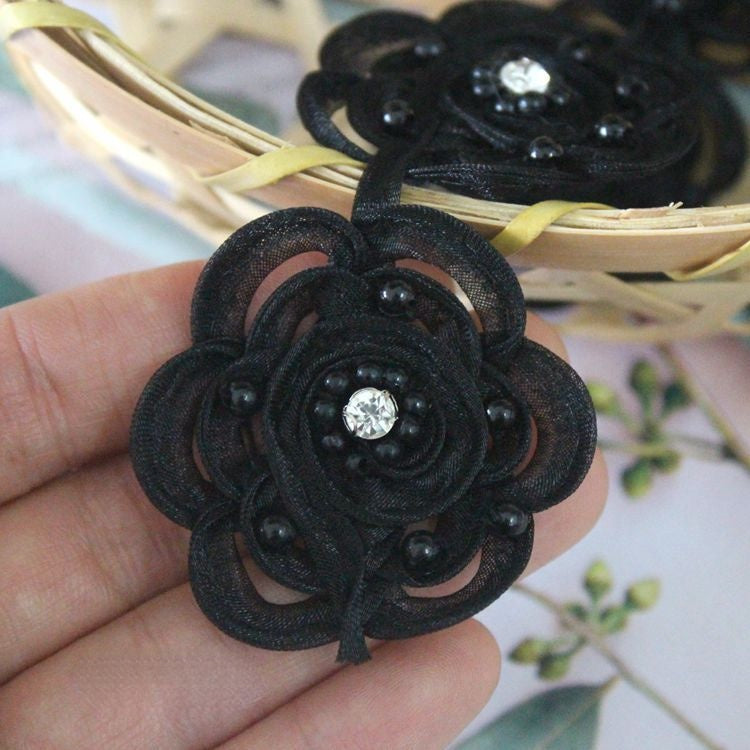 3D Rhinestone Beaded Lace Trims Fabric BT0033-Lace Fabric Shop