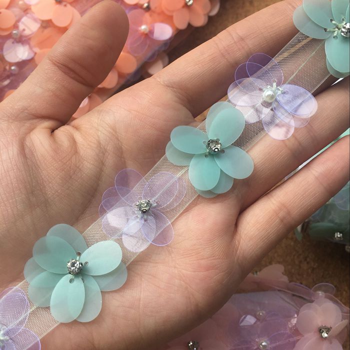 Sequins Beads Color Lace Trimming BT0028-Lace Fabric Shop