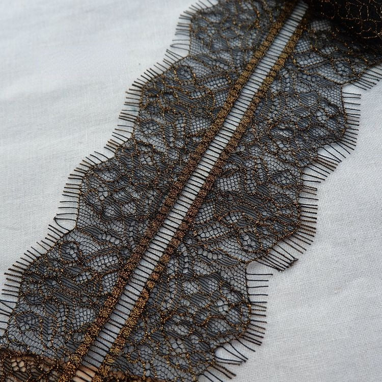 Golden Lace Fabric Trim Width 10-12 cm CL0062-Lace Fabric Shop