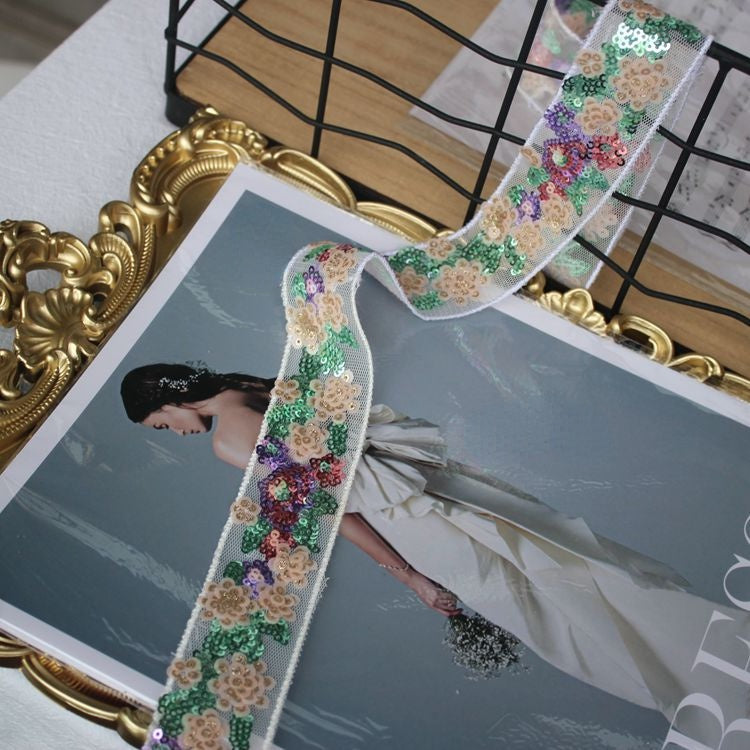 Luxury Gold Sequins Beaded Lace Trim BT0076-Lace Fabric Shop