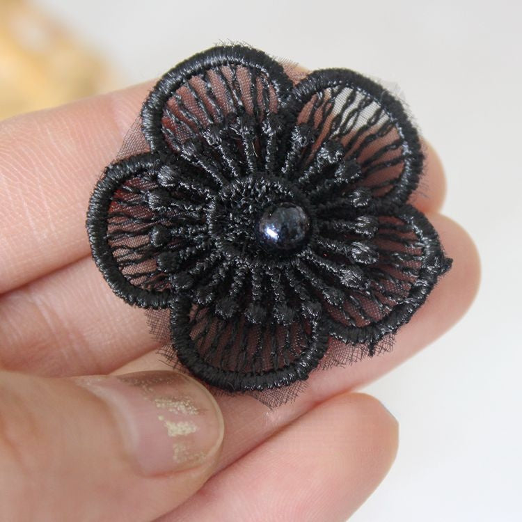 Lace Bead Trimming Single Floral BT0030-Lace Fabric Shop