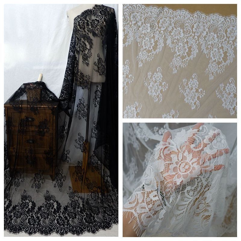 Light Chantilly Fabrics Width 150 cm CHL0073-Lace Fabric Shop