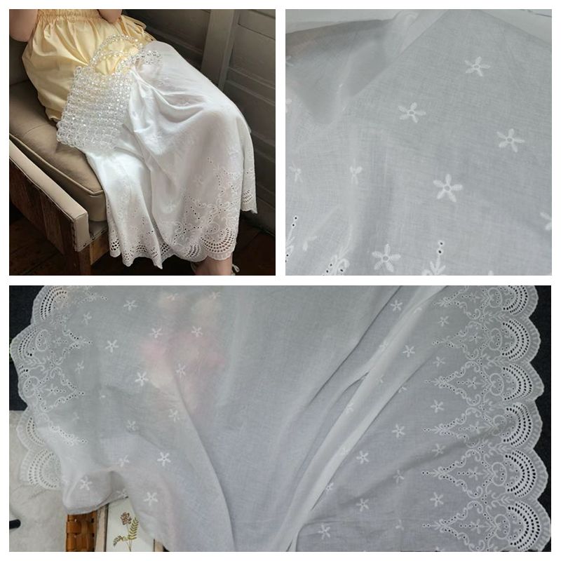 Wide Embroidered Eyelet Fabric Width 130 cm EF0051-Lace Fabric Shop