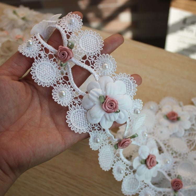 3D Embroidery Beaded Lace Trim Floral BT0094-Lace Fabric Shop