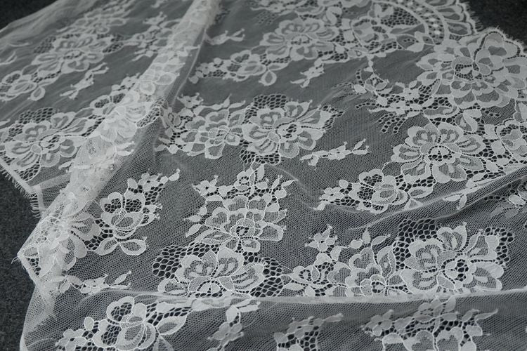 Wide White Chantilly Lace Width 50 cm CHL0118-Lace Fabric Shop