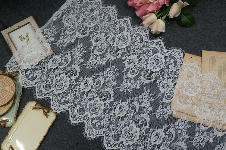 Wide Lace Trim Black White Width 45 cm LT0296-Lace Fabric Shop