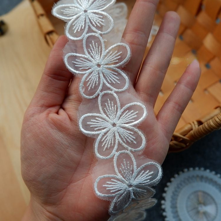 Embroidery Tulle Floral Trim Fabrics TF0054-Lace Fabric Shop