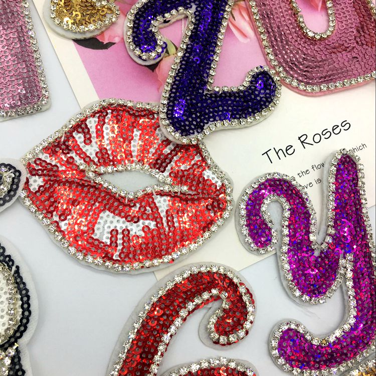 Sequins Letters Cloth Sticker Accessories BA0049-Lace Fabric Shop